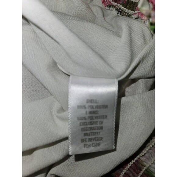 Elle White Green Pink Floral Ruffle Mesh Sheer Blouse Top Womens Large - Picture 5 of 6